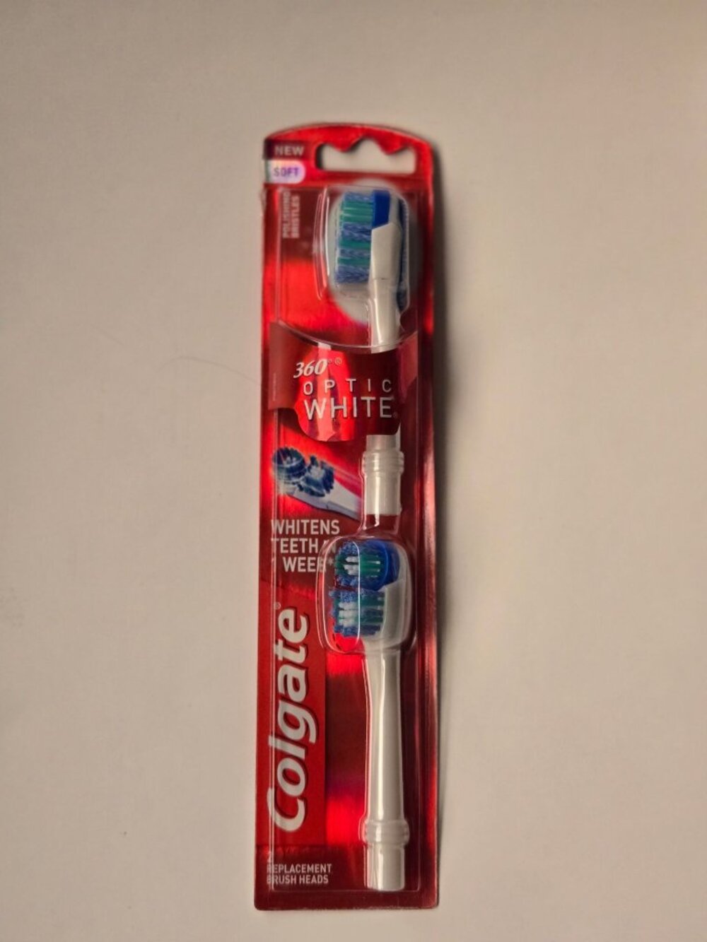 Colgate 360 Optic White Soft Polishing Bristles Replacement Brush Heads 2 Pk NEW
